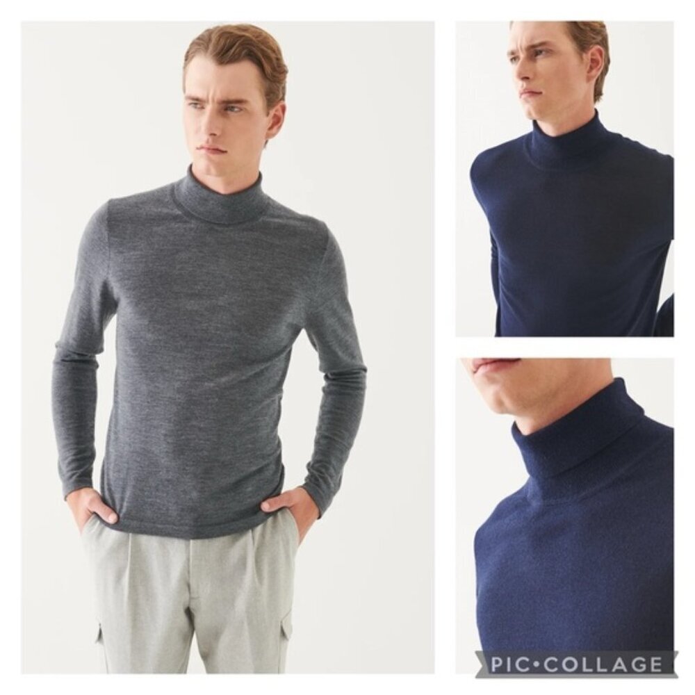 NEW PATRICK ASSARAF Large blue merino wool light weight HARRY ROSEN